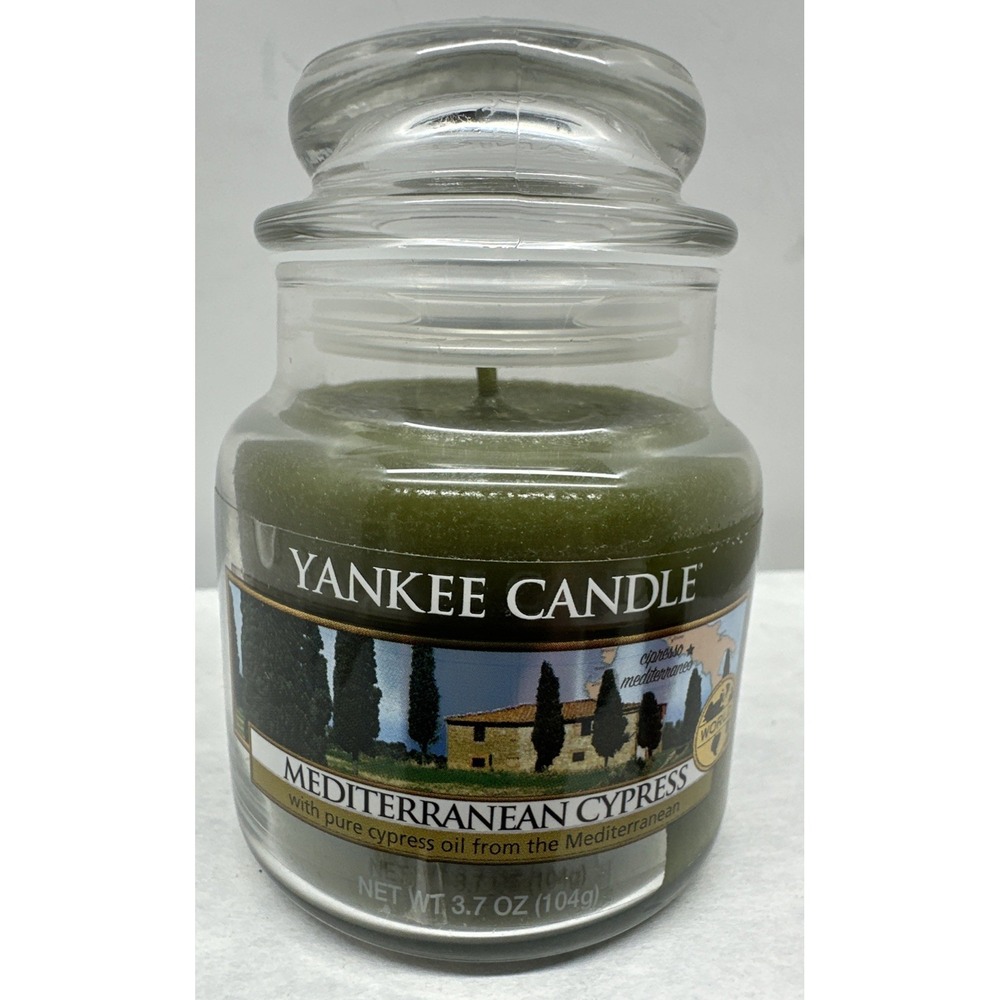 Yankee Candle Retired MEDITERRANEAN CYPRESS World Journey White Label SM 3.7 oz